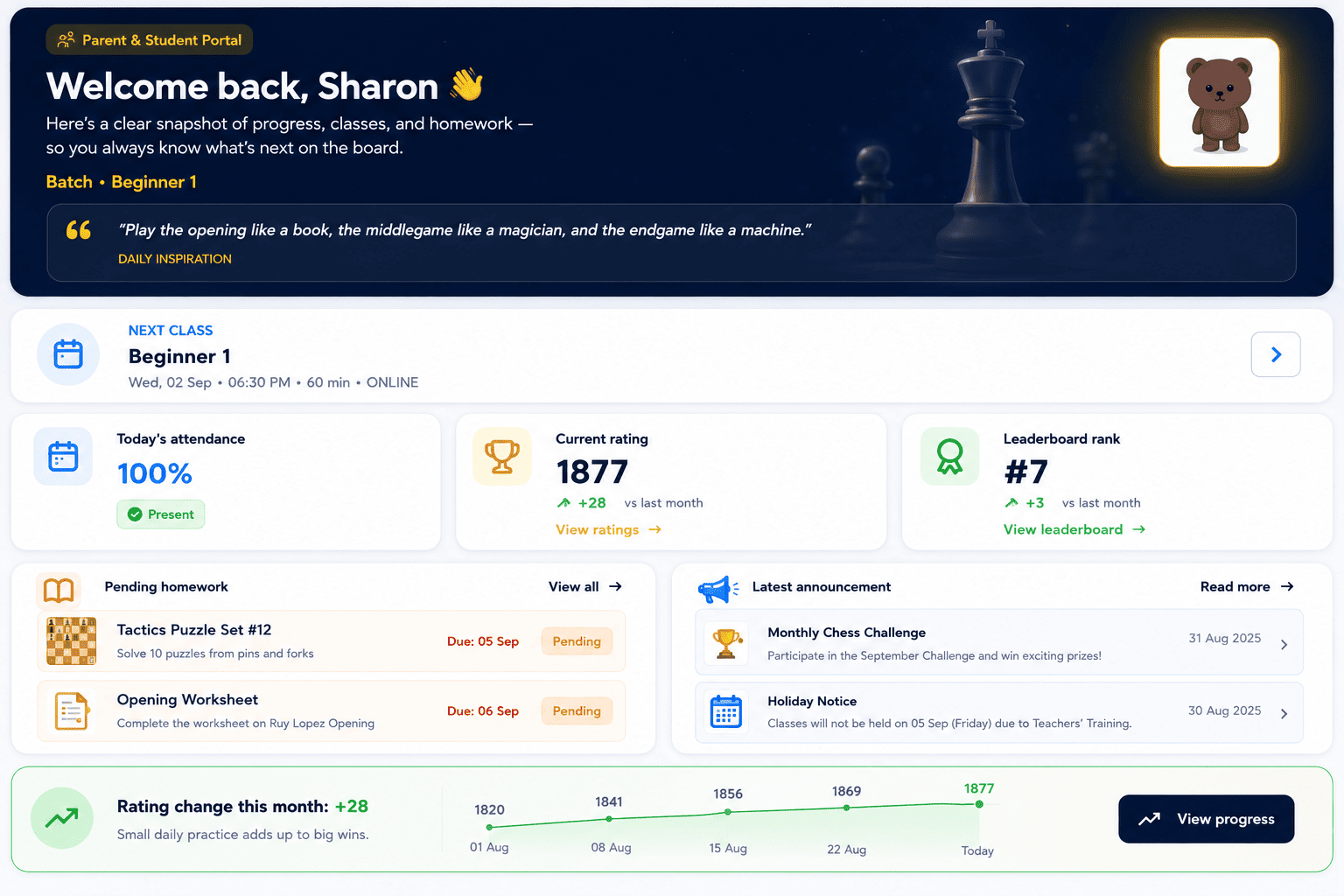 BCS Student Portal Dashboard